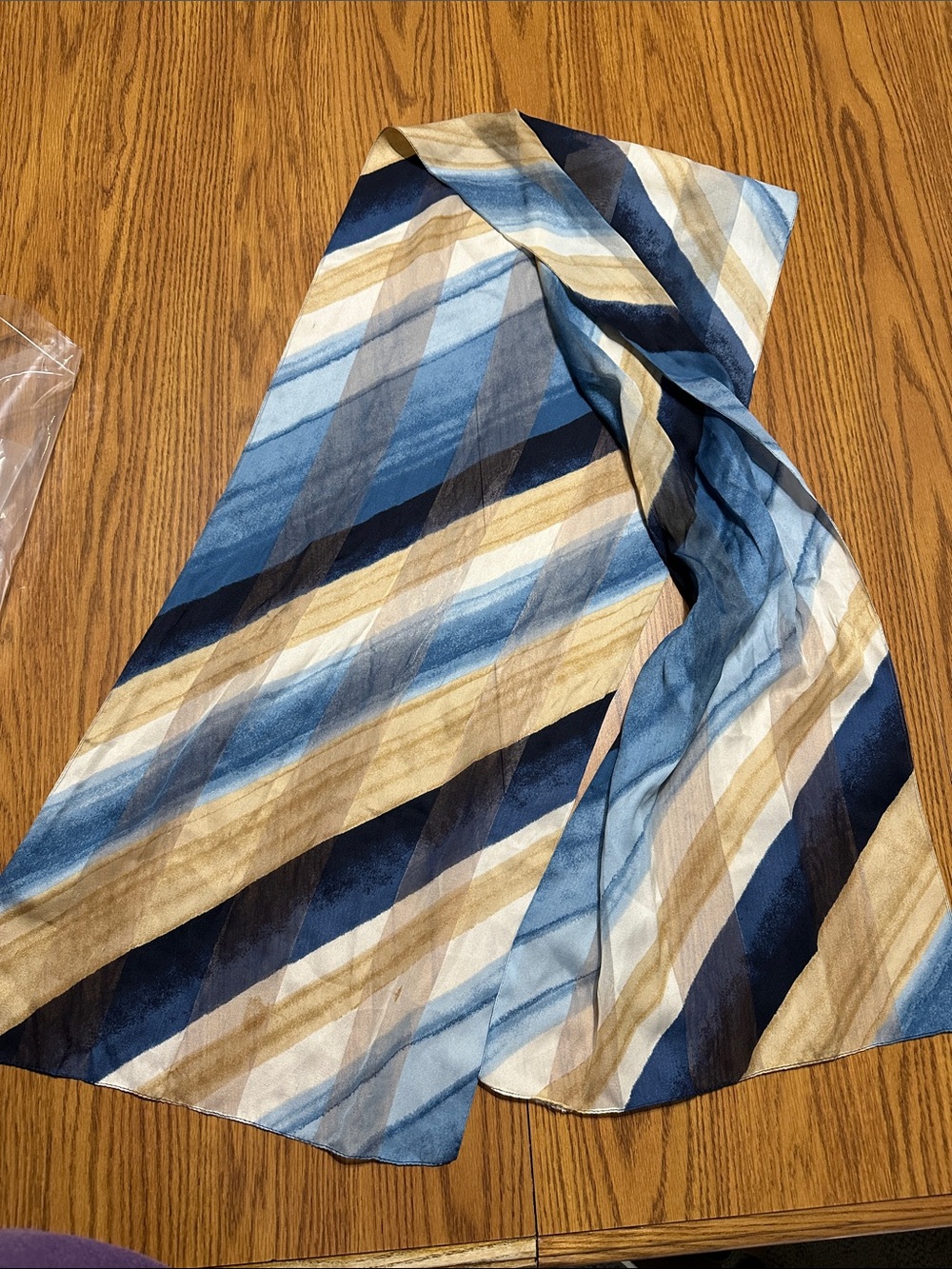 Striped Blue and Tan Women's Scarf